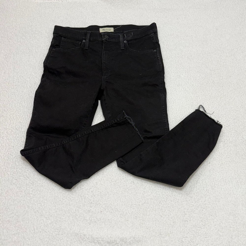 Madewell M6250 Womens Black High Rise Skinny Jeans Raw Hem SU 21